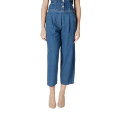 ICHI Blue Cotton Cropped Jeans