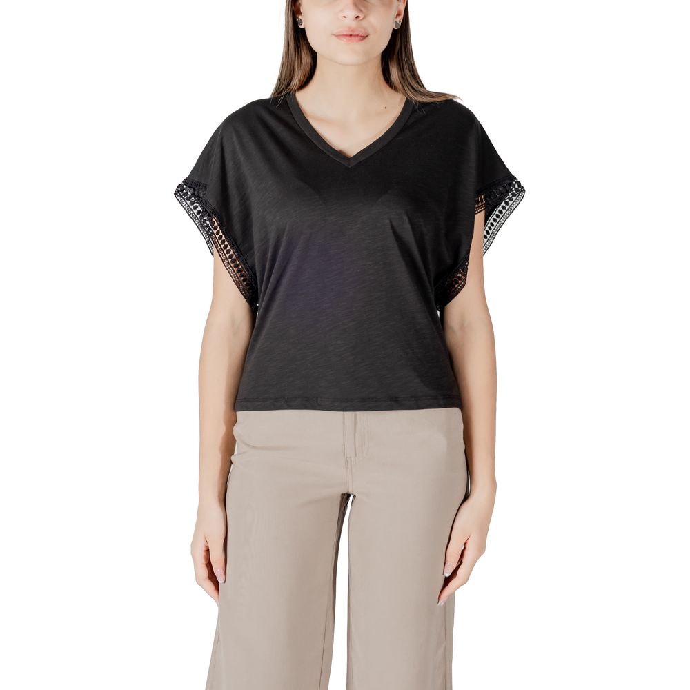 Svart bomulls-T-shirt