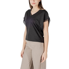 ICHI Black Cotton T-Shirt