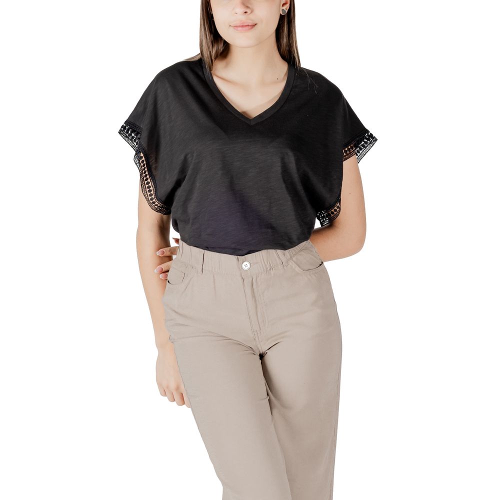 Svart bomulls-T-shirt
