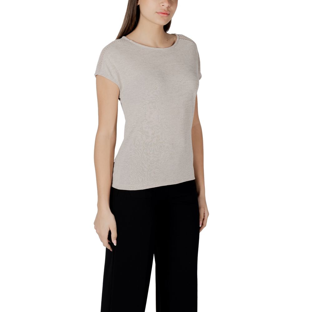 Beige polyester-T-skjorte