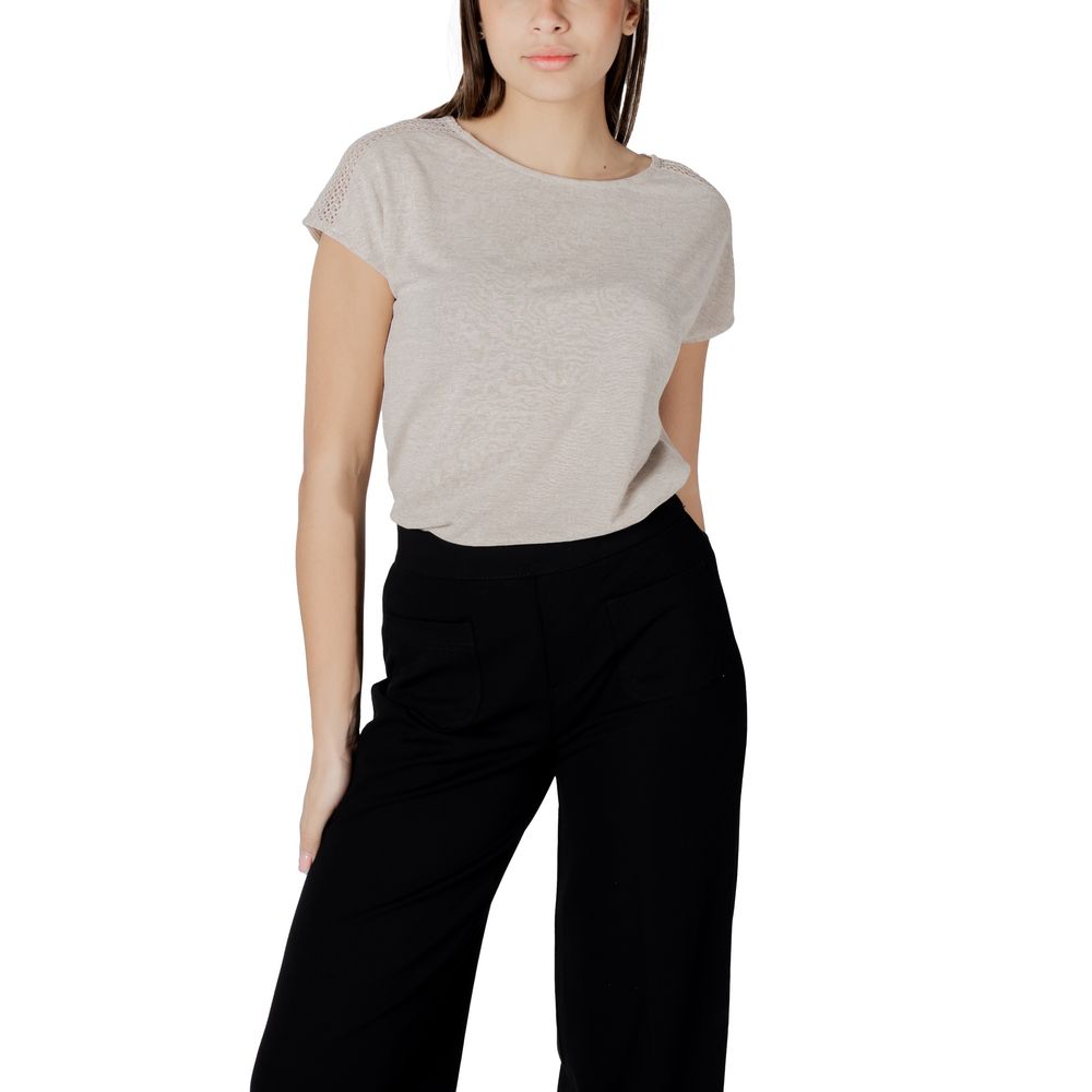 Beige polyester-T-skjorte