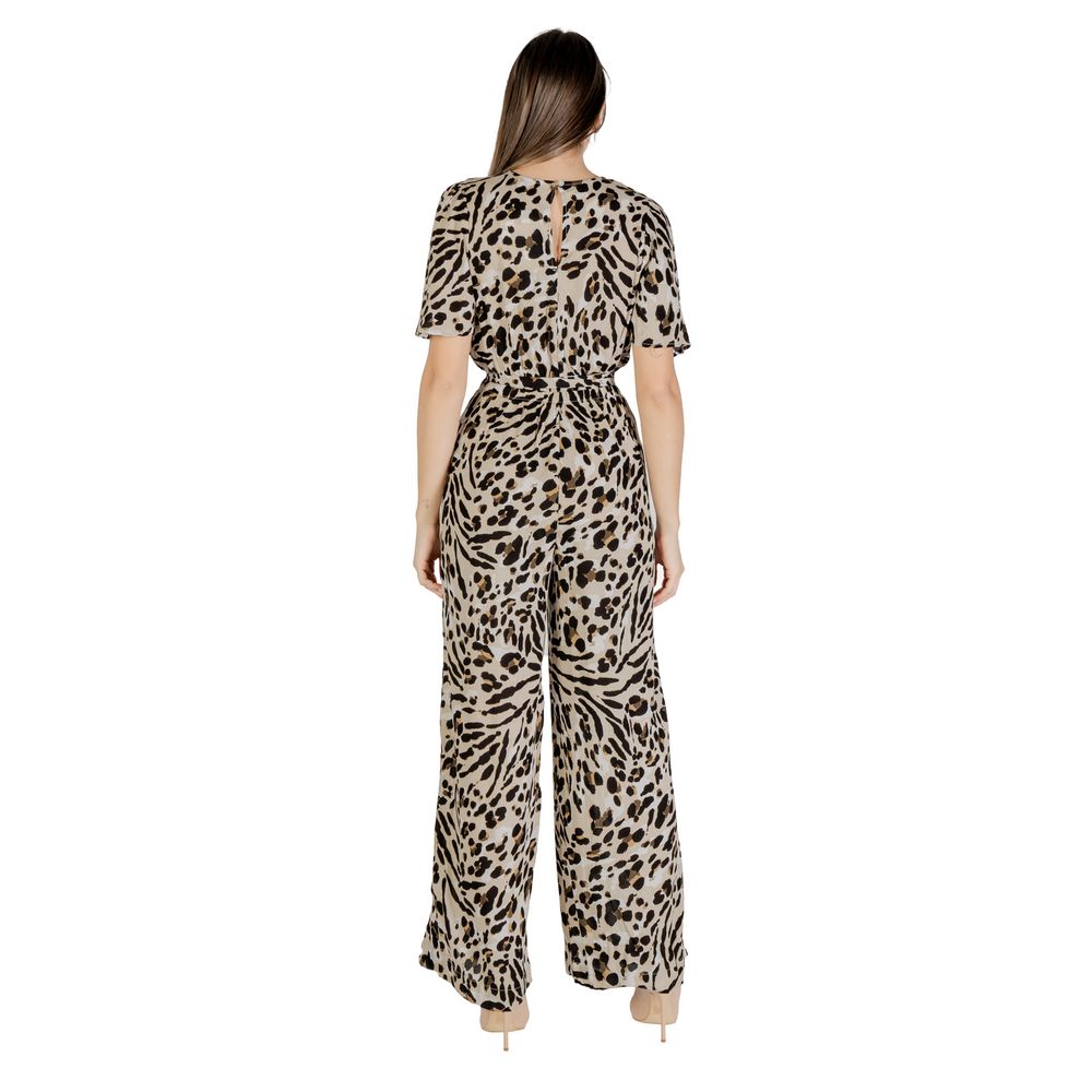 Beige viskosjumpsuit