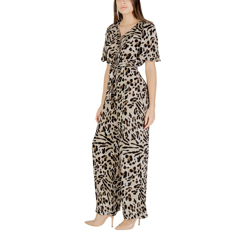 Beige viskosjumpsuit