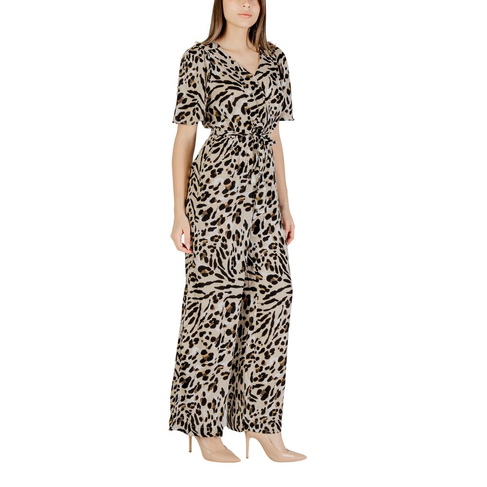 Beige viskosjumpsuit