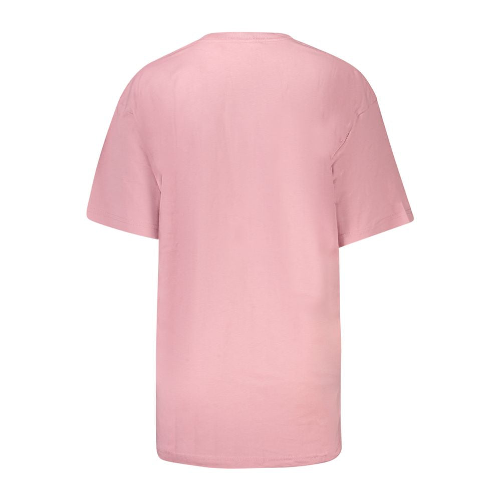 Rosa bomulls-T-skjorte for kvinner