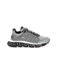Versace Silver Fabric Athletic Sneakers