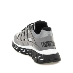 Versace Silver Fabric Athletic Sneakers