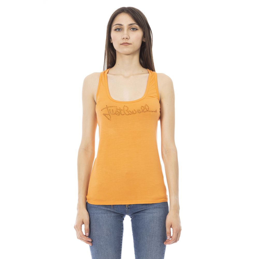 Just Cavalli Orange Viscose Tank Top
