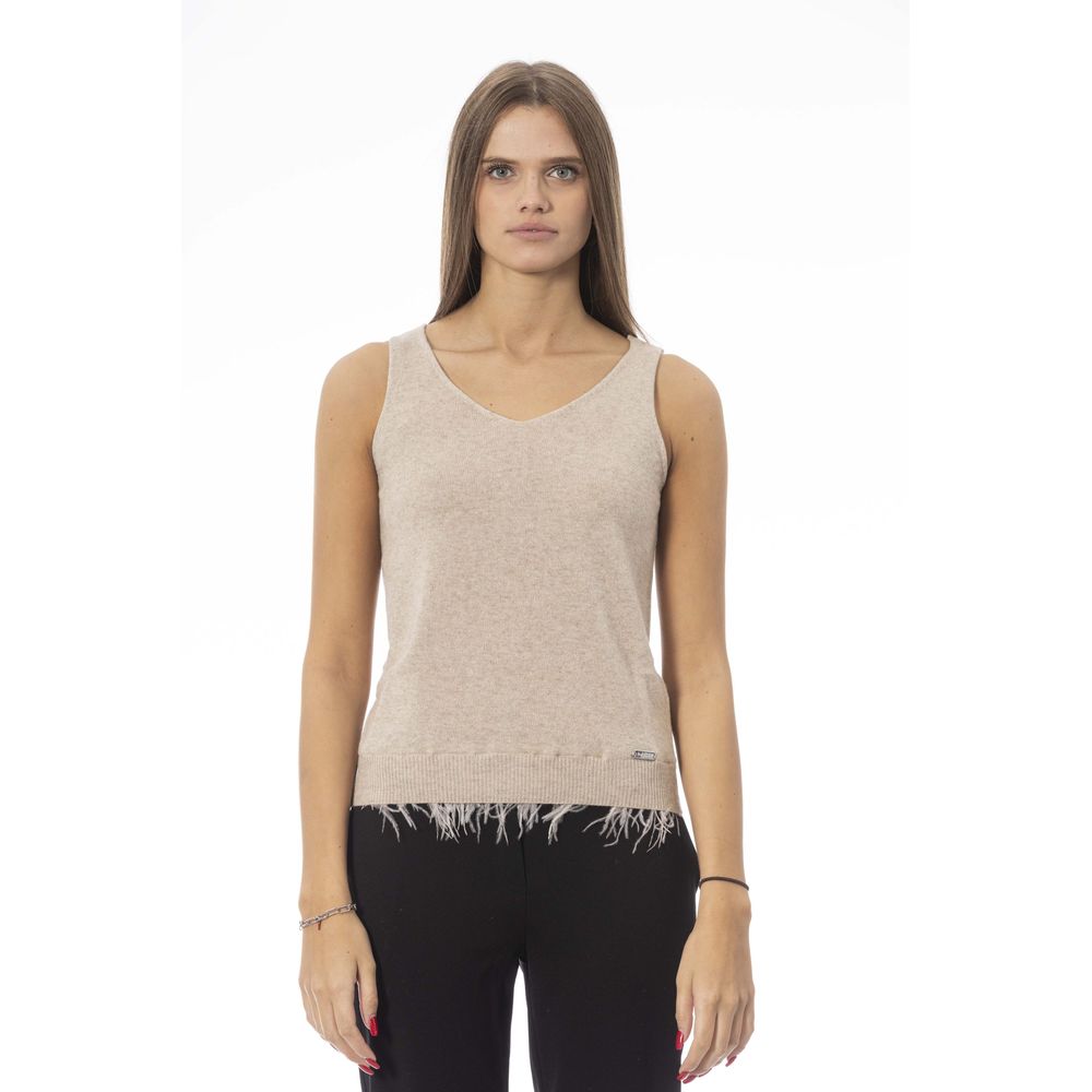 Beige ull-tanktopp