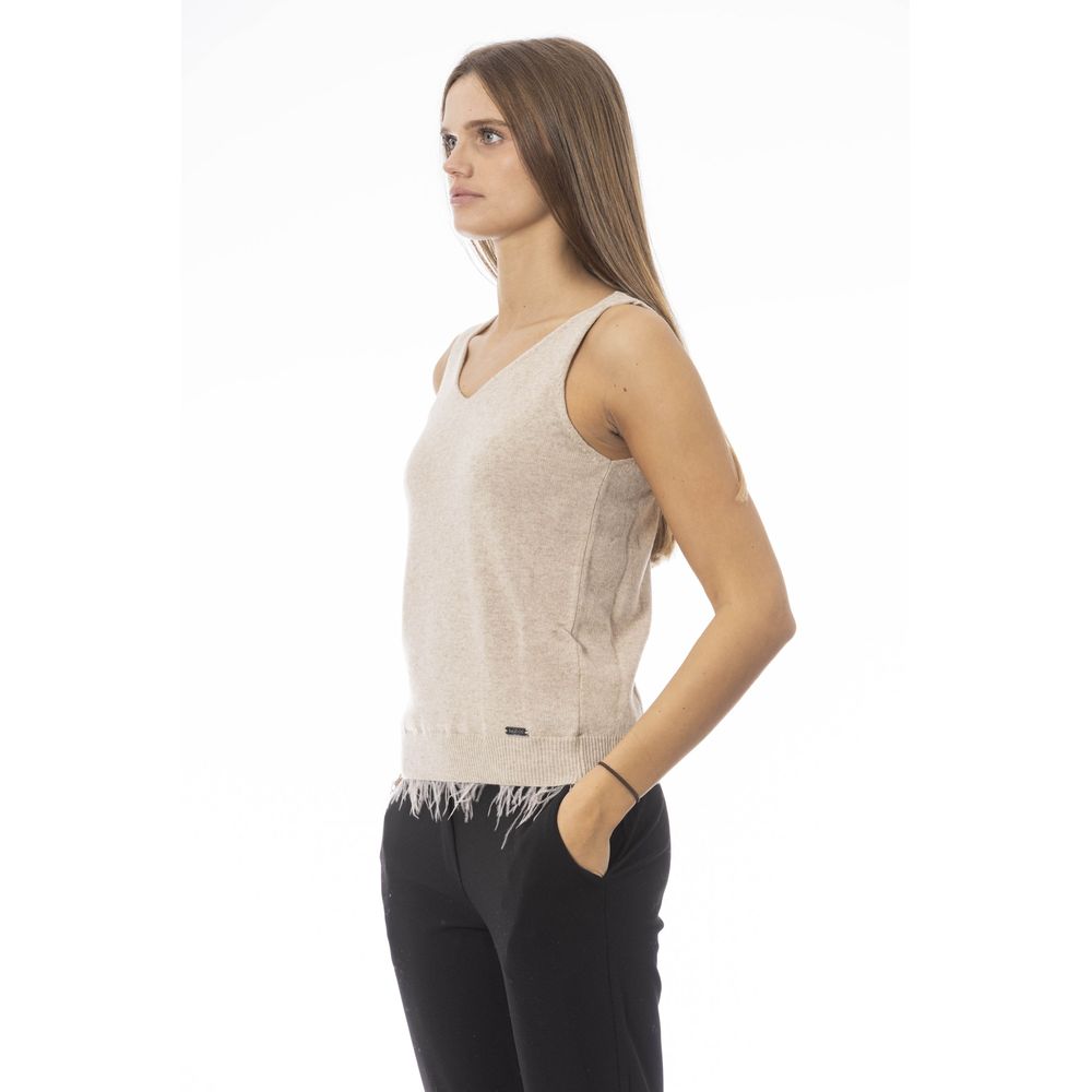 Beige ull-tanktopp
