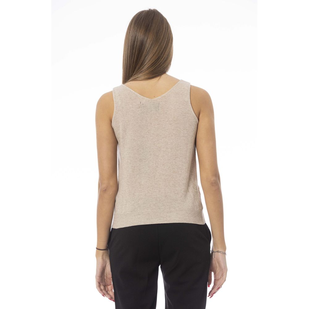 Beige ull-tanktopp