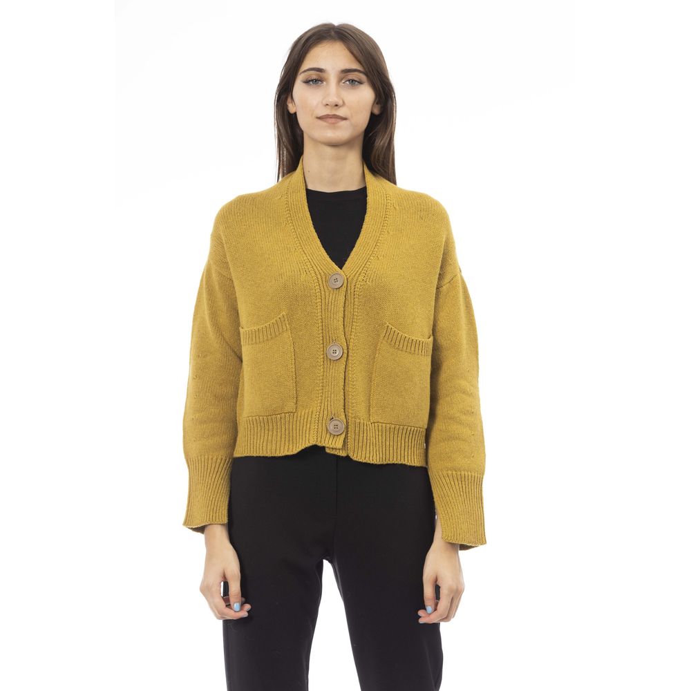 Gul cardigan i merinoull
