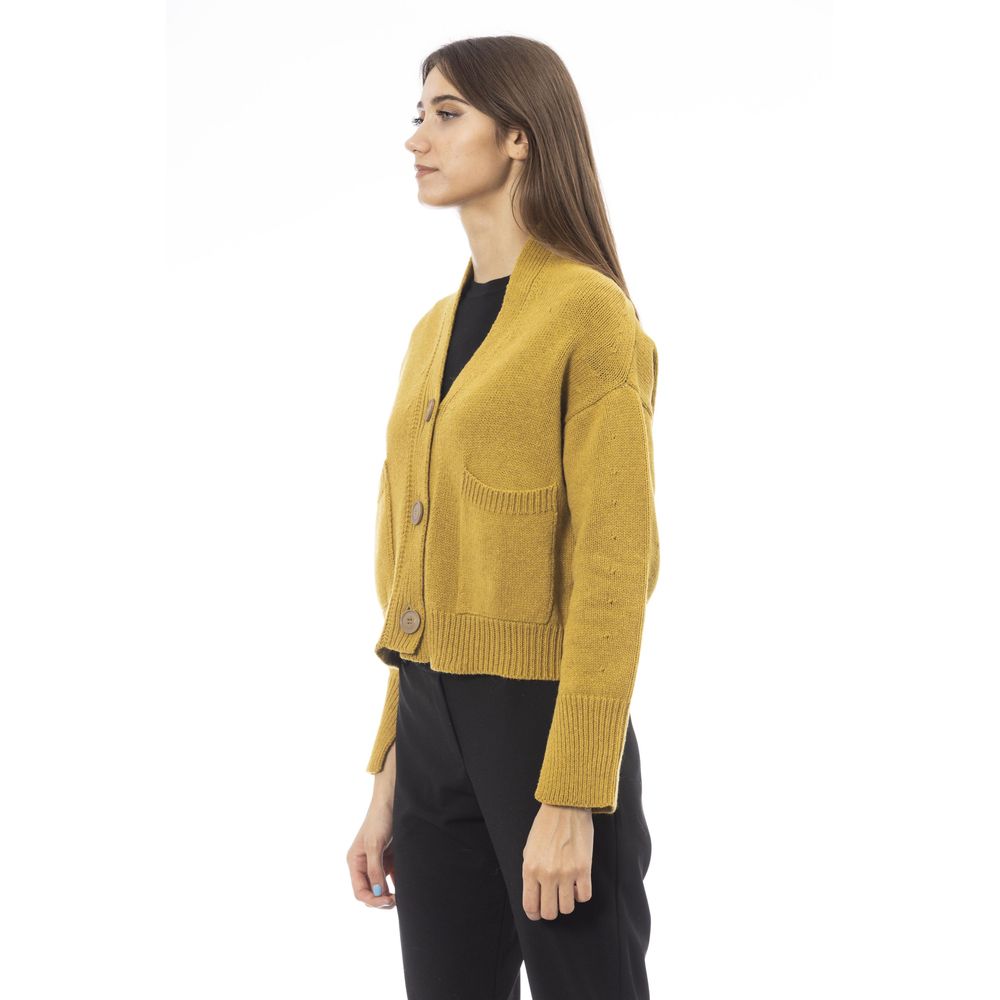 Gul cardigan i merinoull