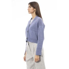 Alpha Studio Light Blue Merino Wool Women Cardigan