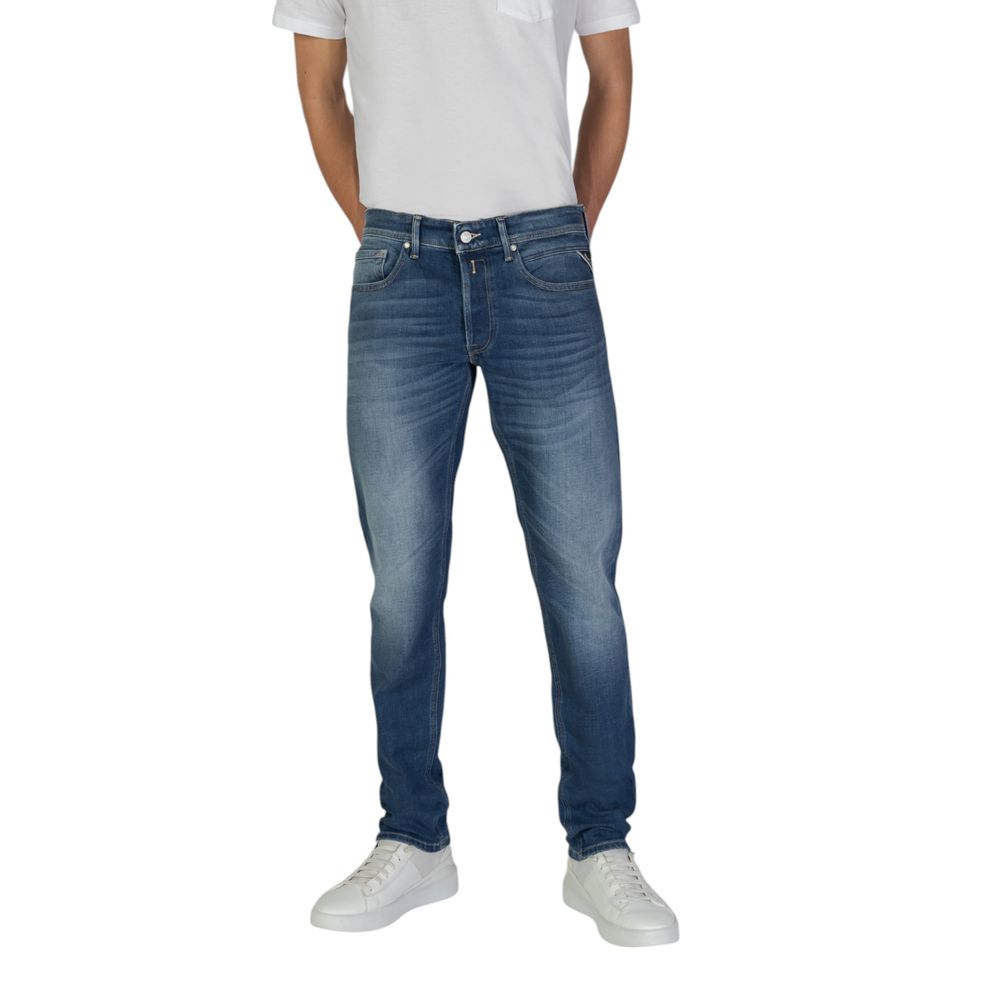 Blå bomullsjeans med avslappnad passform