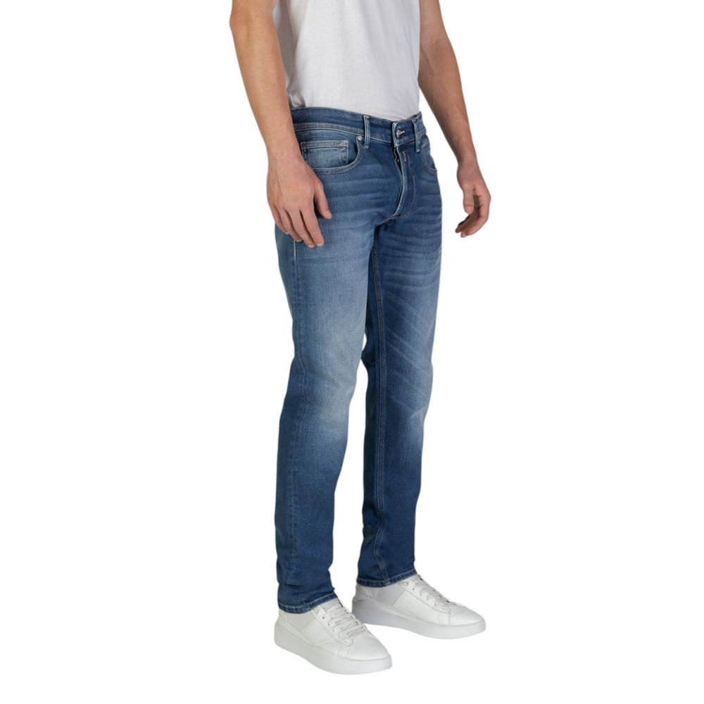 Blå bomullsjeans med avslappnad passform