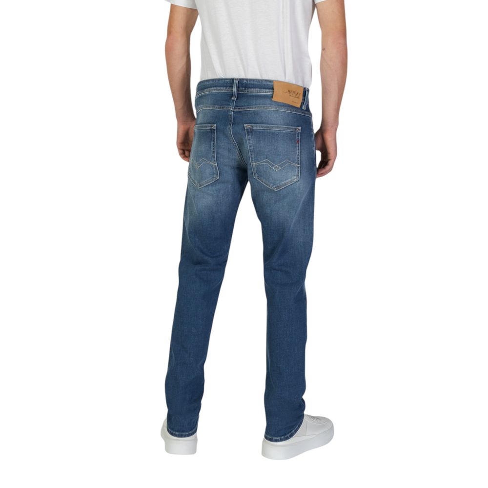 Blå bomullsjeans med avslappnad passform