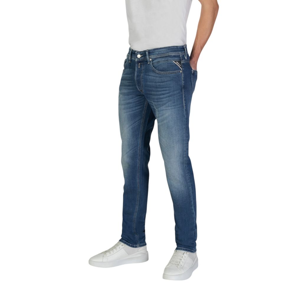 Blå bomullsjeans med avslappnad passform