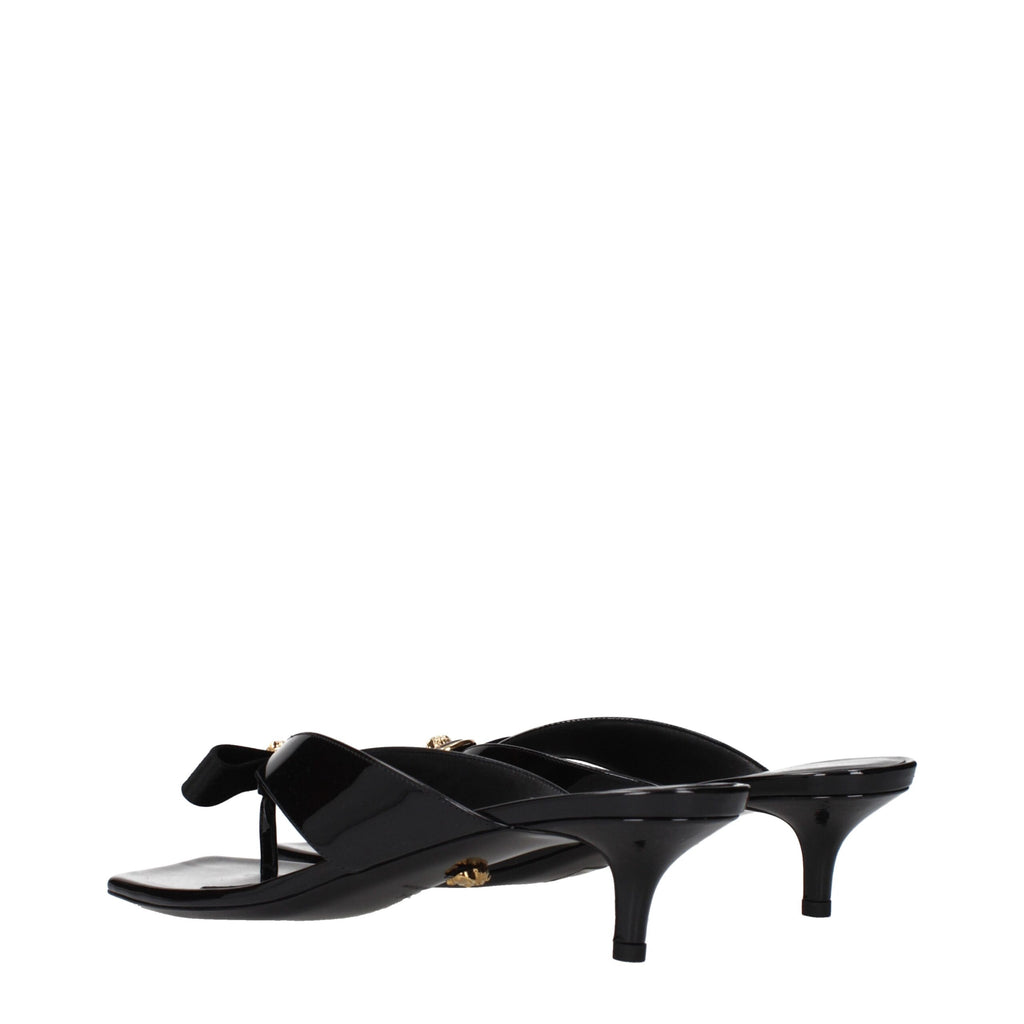 Black Leather Stiletto Heels Sandals