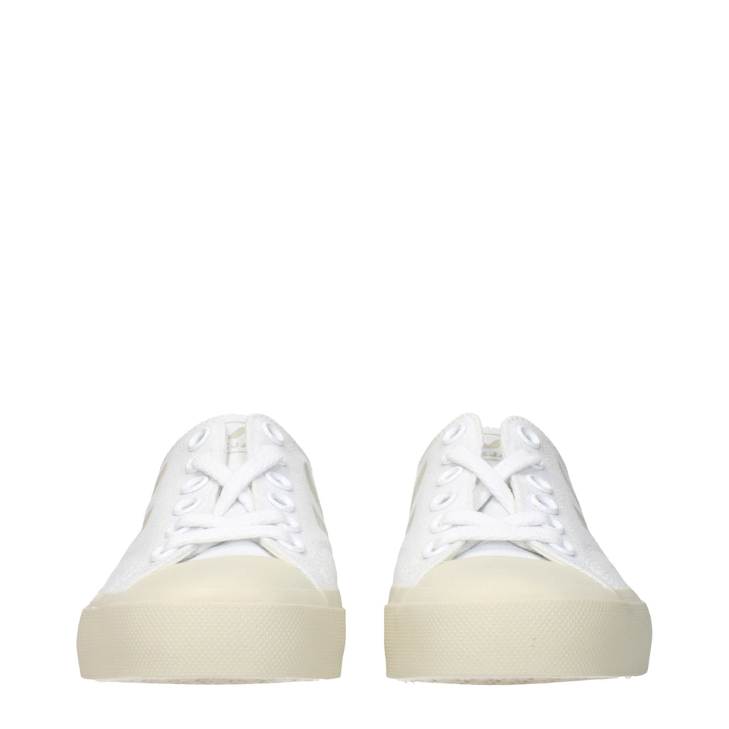 White Fabric Low Tops