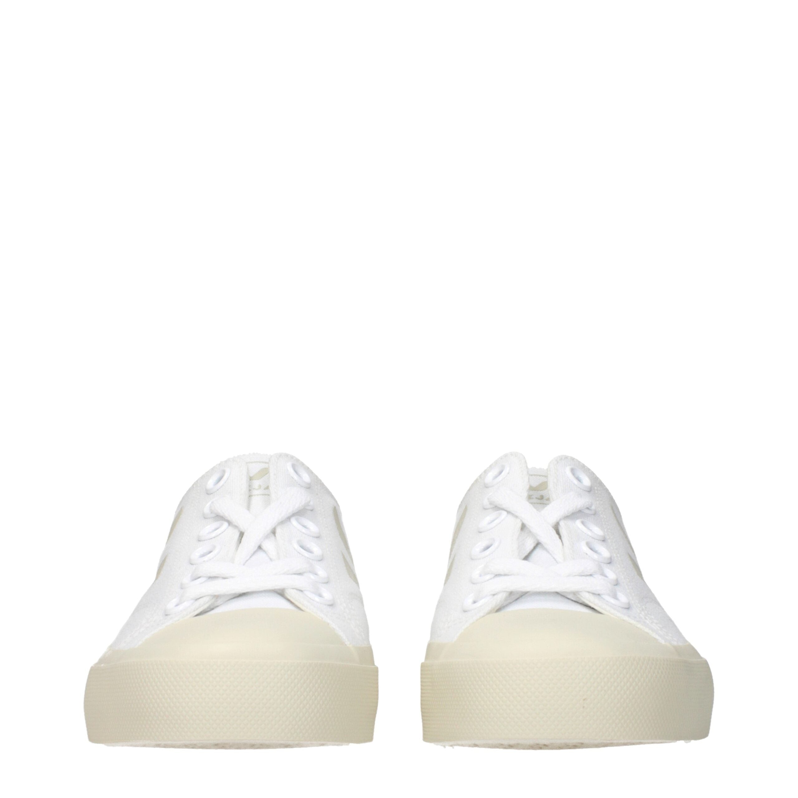 White Fabric Low Tops