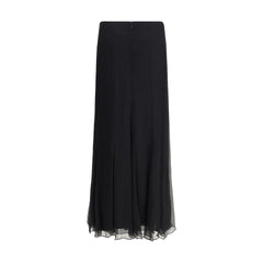 Chloé Black Silk Long Skirt
