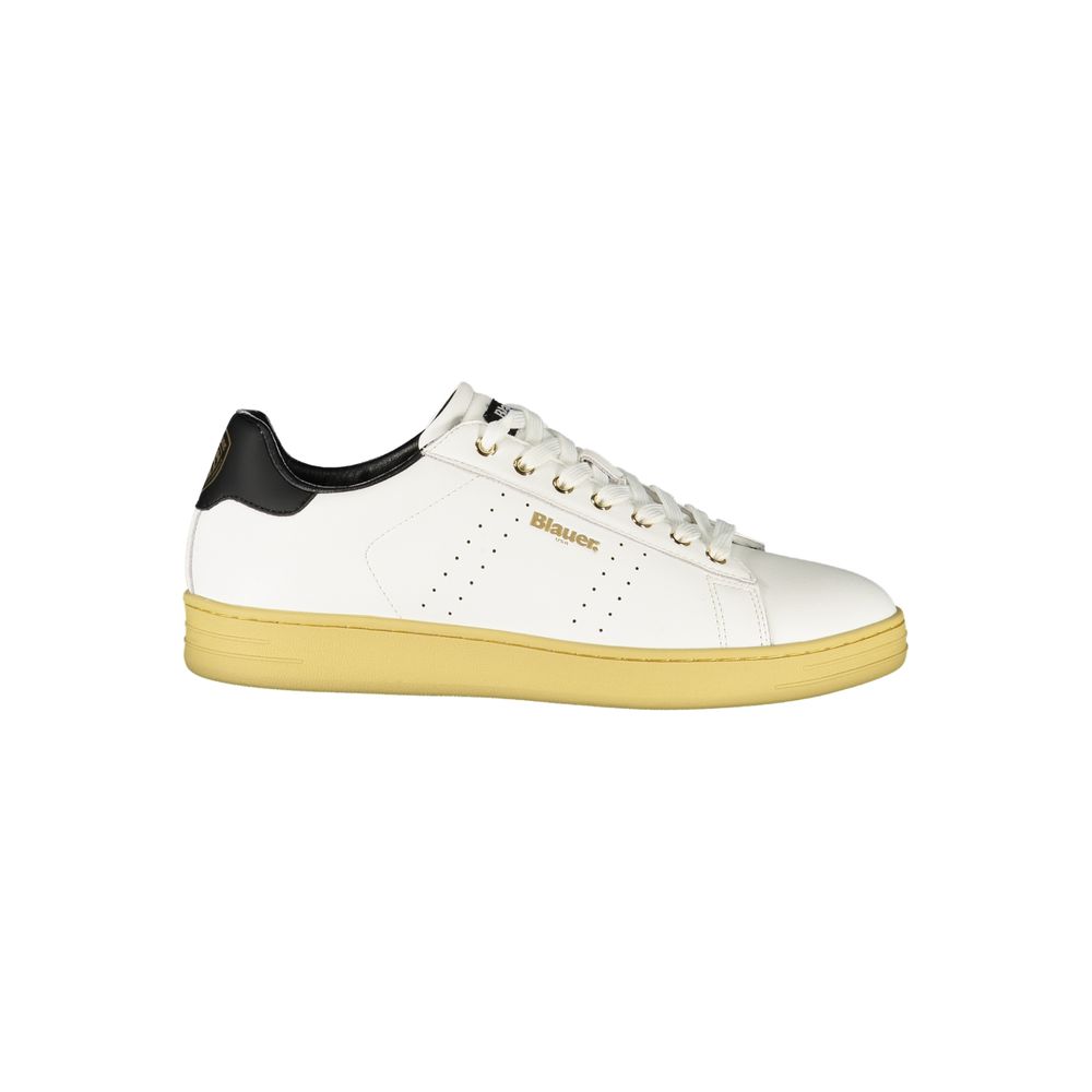 Blauer White Leather Men Sneaker