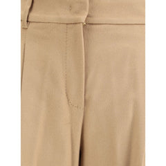 Max Mara Beige Fleece Wool Casual Pants