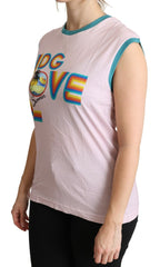 Dolce & Gabbana Multicolor DG Love Cotton Round Neck Tank Tops