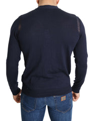 Karl Lagerfeld Wool Blue Full Button Cardigan Mens Top Sweater