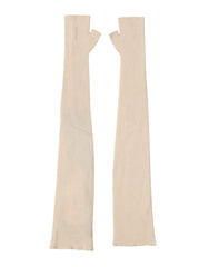 Dolce & Gabbana Beige Wool Fingerless Elbow Length Women Gloves