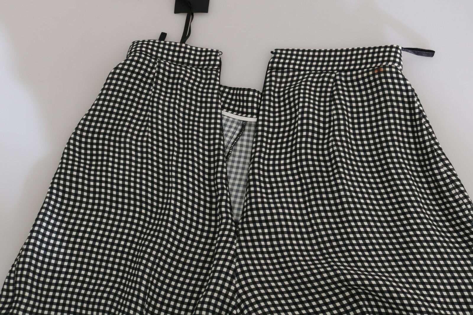 Elisabetta Franchi Black and White Checkere Stretch Skirt