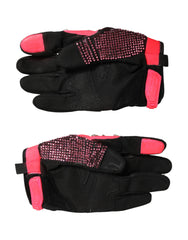 Dolce & Gabbana Black Pink Crystal Wrist Length Mitten Gloves