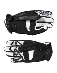 Dolce & Gabbana Gloves Black White Crystal Wrist Length Mitten  Gloves