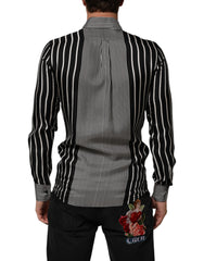 Dolce & Gabbana Black White Stripes Men MARTINI Dress Shirt