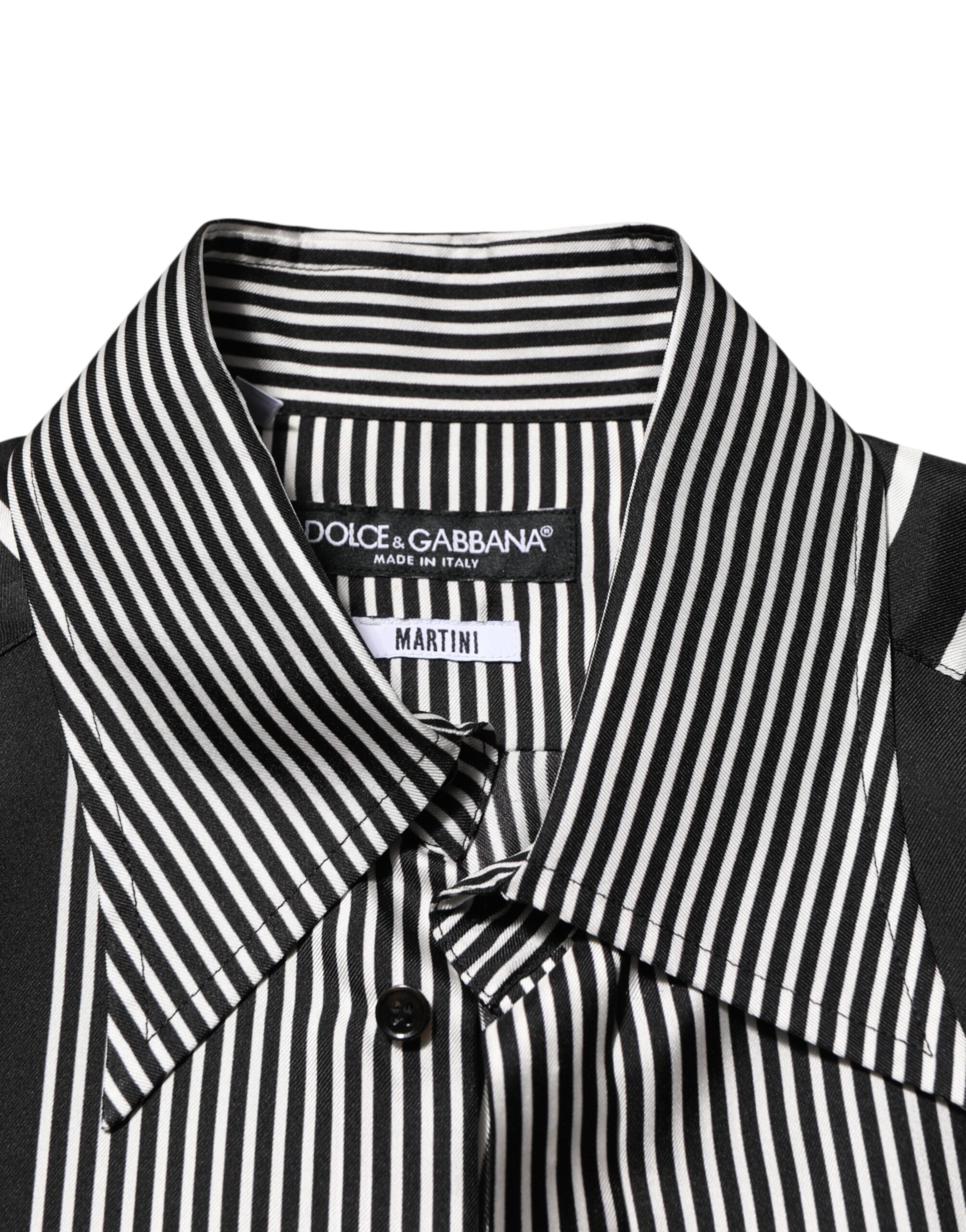 Dolce & Gabbana Black White Stripes Men MARTINI Dress Shirt