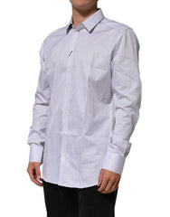 Dolce & Gabbana White Stripes Long Sleeves GOLD Dress Shirt