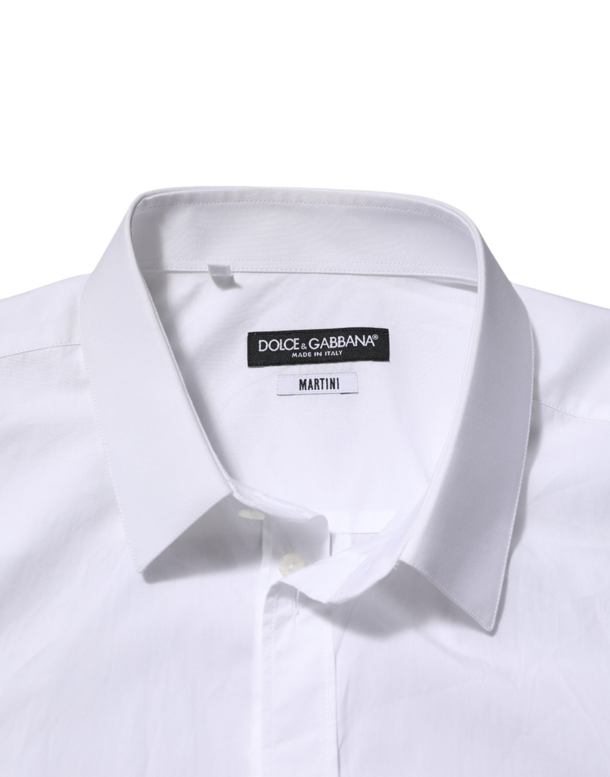 Dolce & Gabbana White Cotton Collared Men MARTINI Dress Shirt
