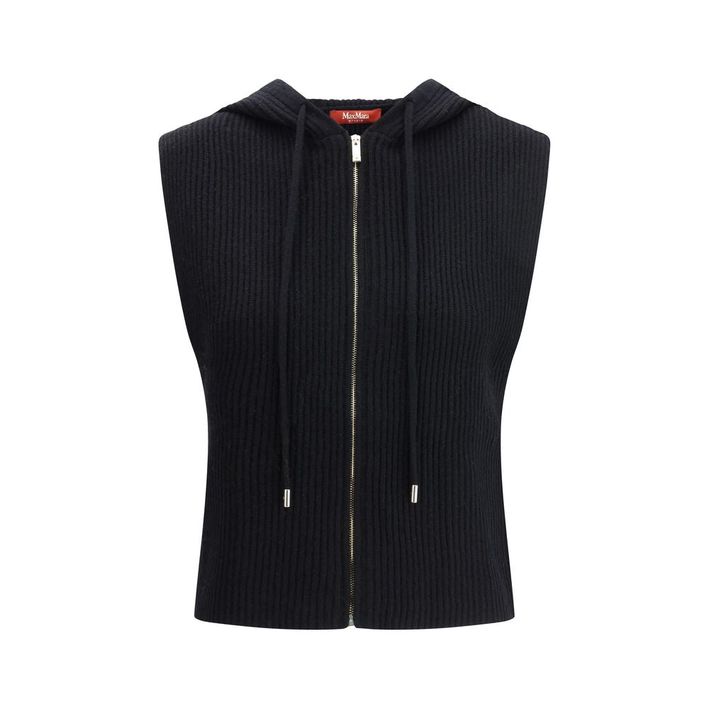 Max Mara Black Wool Sleveless Jacket