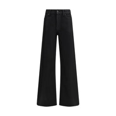 7FOR Black Cotton Flared Jeans