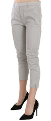Jucca Cotton Gray High Waist Skinny Cropped Trousers Pants