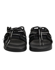 Dolce & Gabbana Black logo print Slides Beachwear Shoes