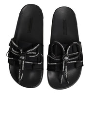 Dolce & Gabbana Black logo print Slides Beachwear Shoes