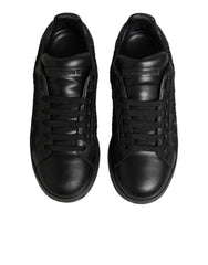 Dolce & Gabbana Black Floral Lace Low Top Sneakers Shoes