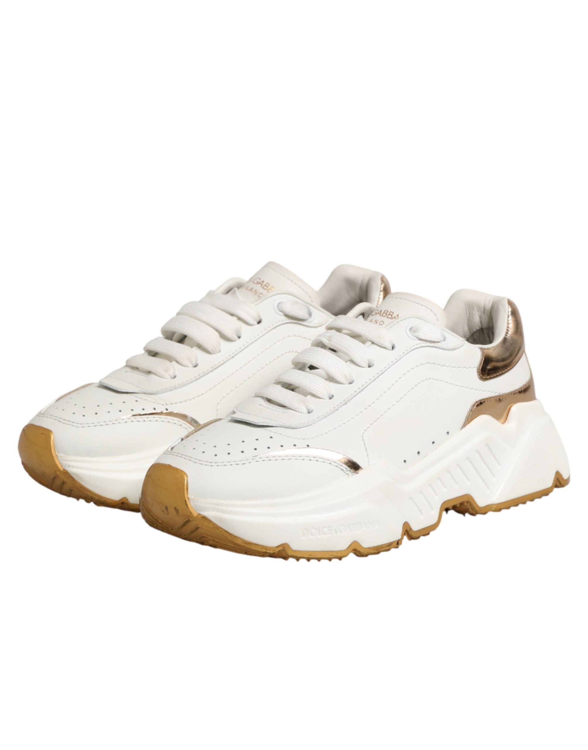 Dolce & Gabbana White Gold Daymaster Low Top Sneakers Shoes
