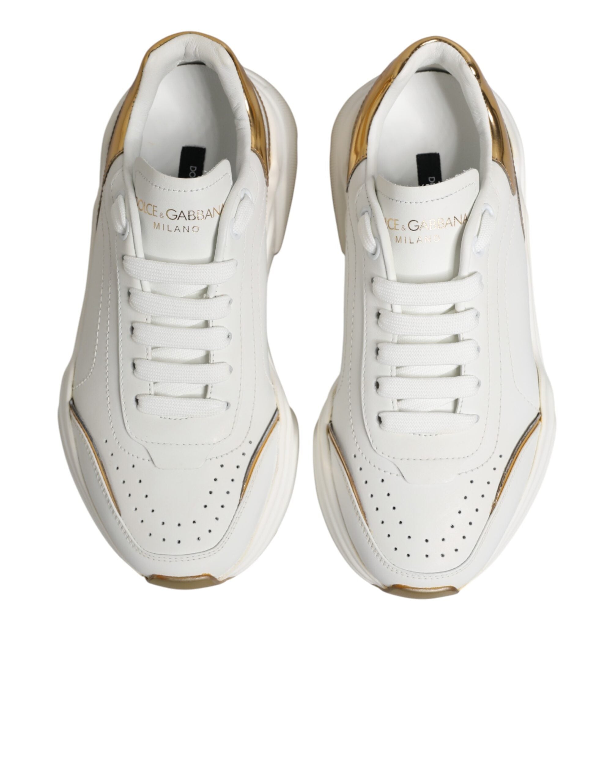 Dolce & Gabbana White Gold Daymaster Low Top Sneakers Shoes