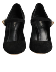 Dolce & Gabbana Black Embellsihed High Heels MARY JANES Shoes