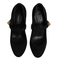 Dolce & Gabbana Black Embellsihed High Heels MARY JANES Shoes