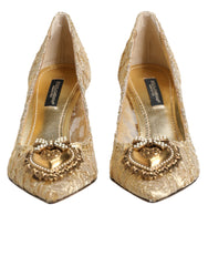 Dolce & Gabbana Gold Taormina Lace DEVOTION Pumps  Shoes